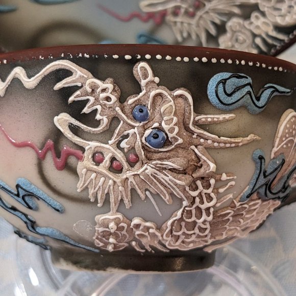COPY - Amazing Detailed Vtg. Moriage Dragonware Porcelain Teacup/ Saucer 3 Sets… - Picture 8 of 14